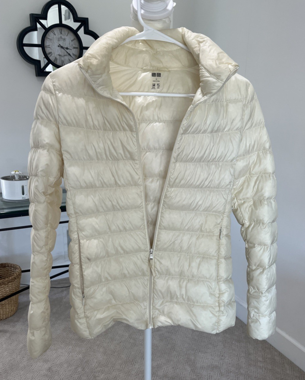 Uniqlo Ultra Light Down Jacket Womens Small Packable Puffer Butter Yellow Ivory